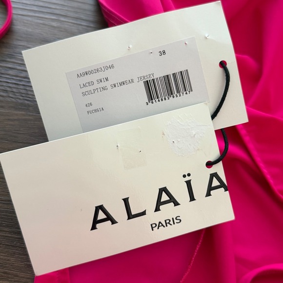 Alaia Fuchsia Lace Up Sculpting Swimwear Jersey One Piece Swimsuit Size 38 US6 - Picture 6 of 6